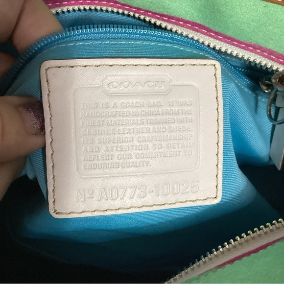 Coach Hamptons Watercolor Pastel Striped Satchel Tote Bag - Picture 10 of 11